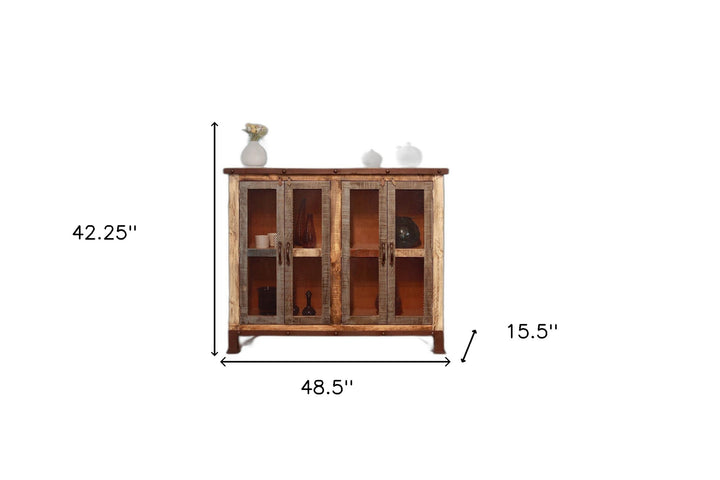 49" Brown Solid and Manufactured Wood Distressed Buffet Table