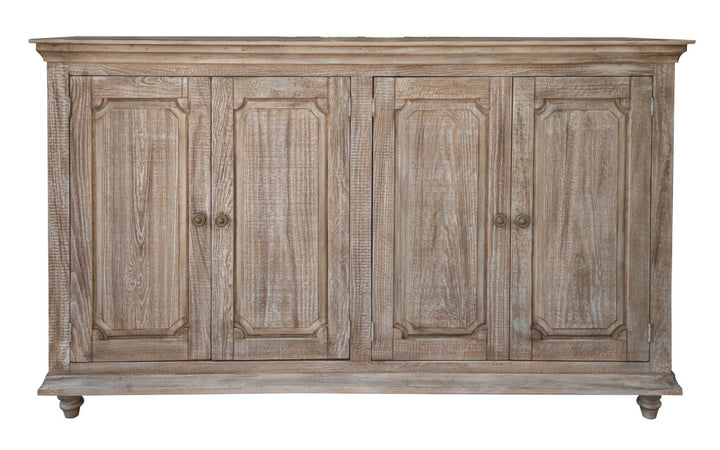 71" Sand Solid and Manufactured Wood Distressed Credenza