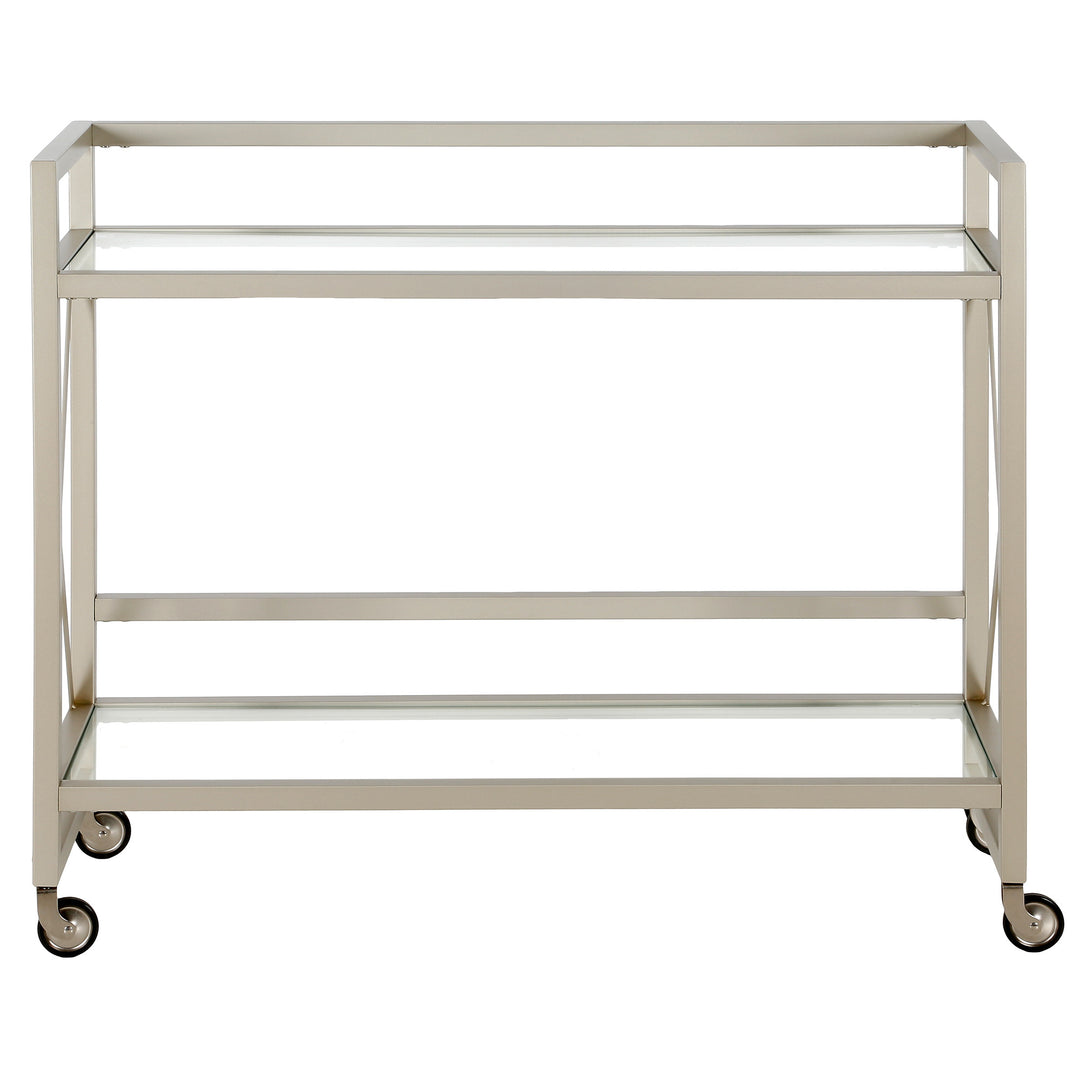 Nickel Steel And Glass Rolling Bar Cart