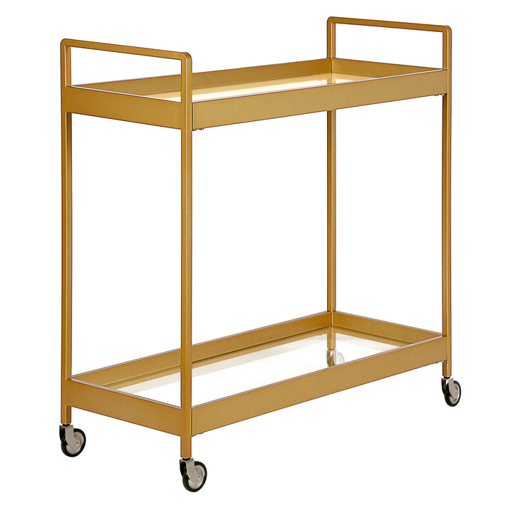 Brass Steel And Glass Rolling Bar Cart