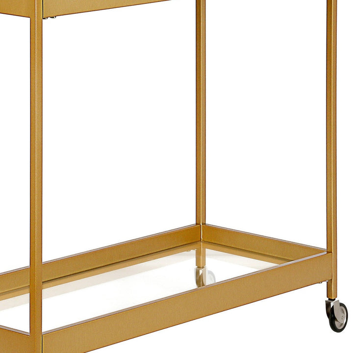 Brass Steel And Glass Rolling Bar Cart