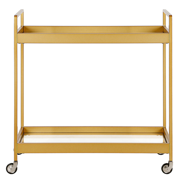 Brass Steel And Glass Rolling Bar Cart