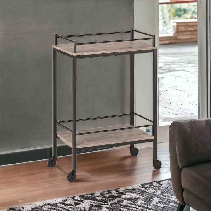 Gray Steel Rolling Bar Cart