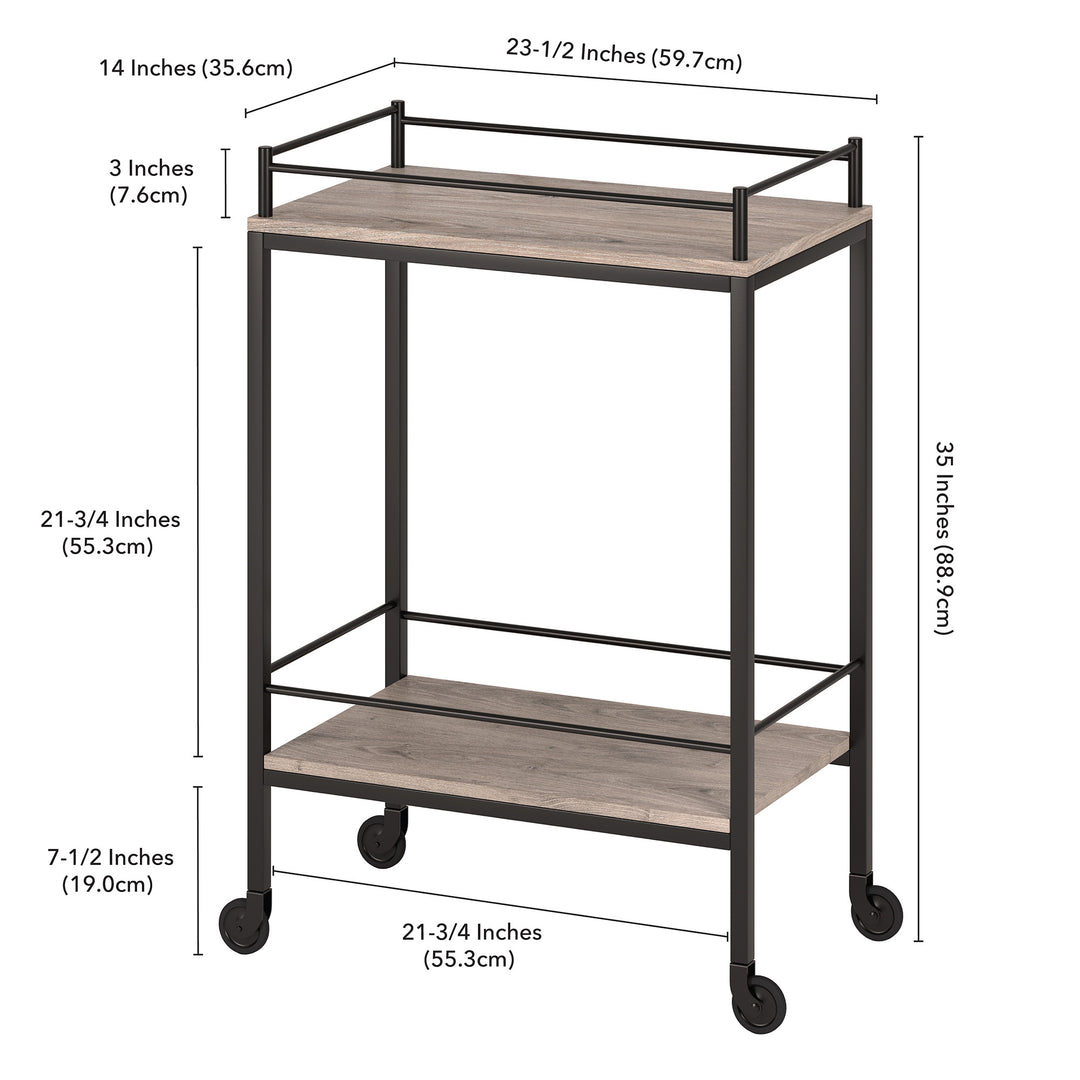 Gray Steel Rolling Bar Cart