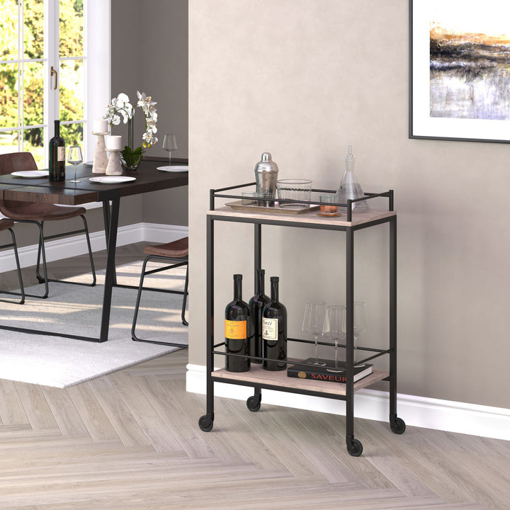 Gray Steel Rolling Bar Cart