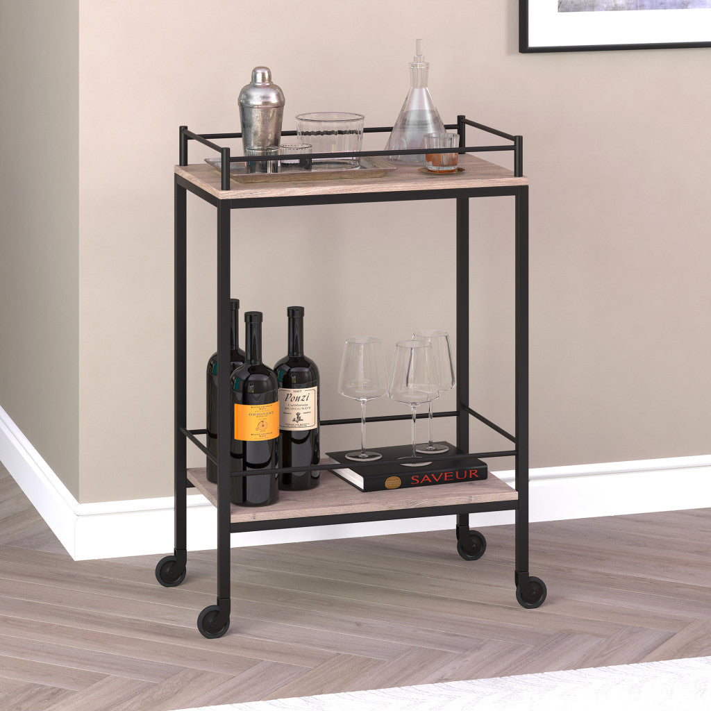 Gray Steel Rolling Bar Cart