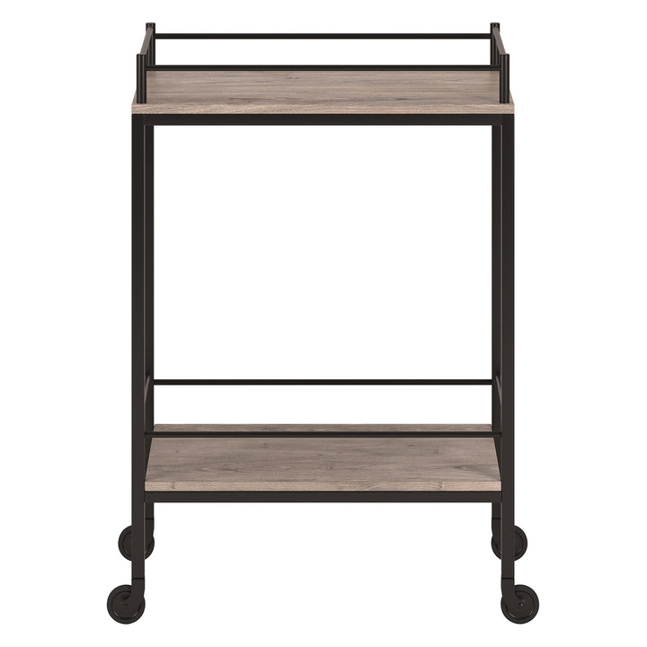 Gray Steel Rolling Bar Cart