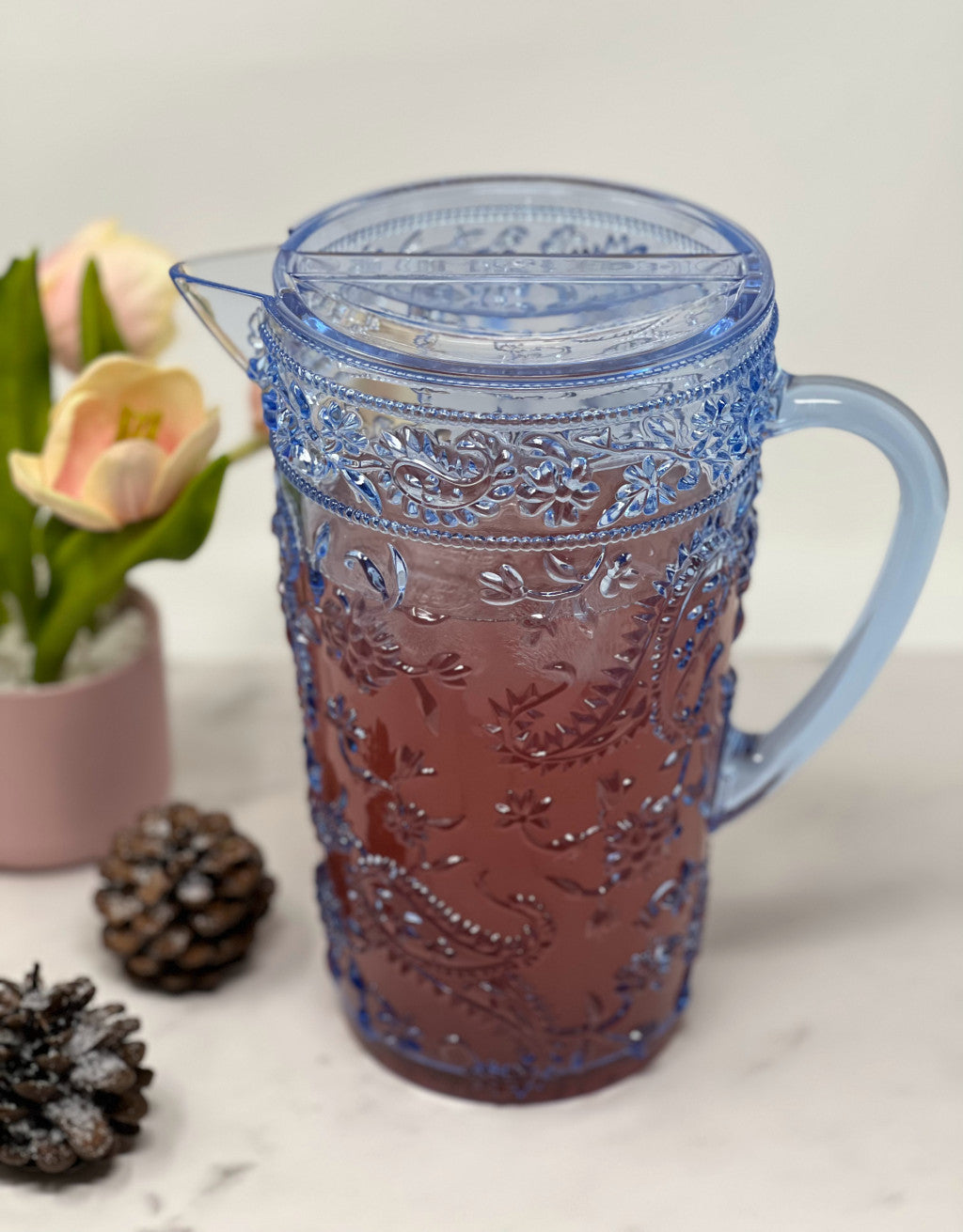 2.5 Quart Blue Paisley Acrylic Pitcher