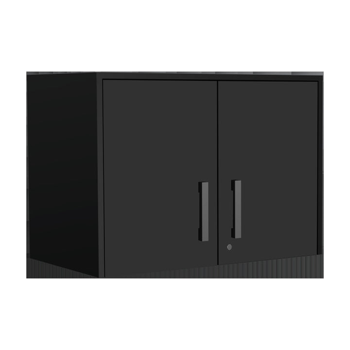 28" Black Wall mounted Accent Cabinet With Four Shelves And Six Drawers