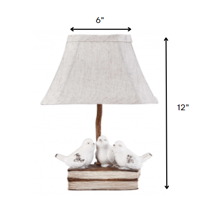 Three Feathered Friends Atop A Stack Of Books Accent Lamp