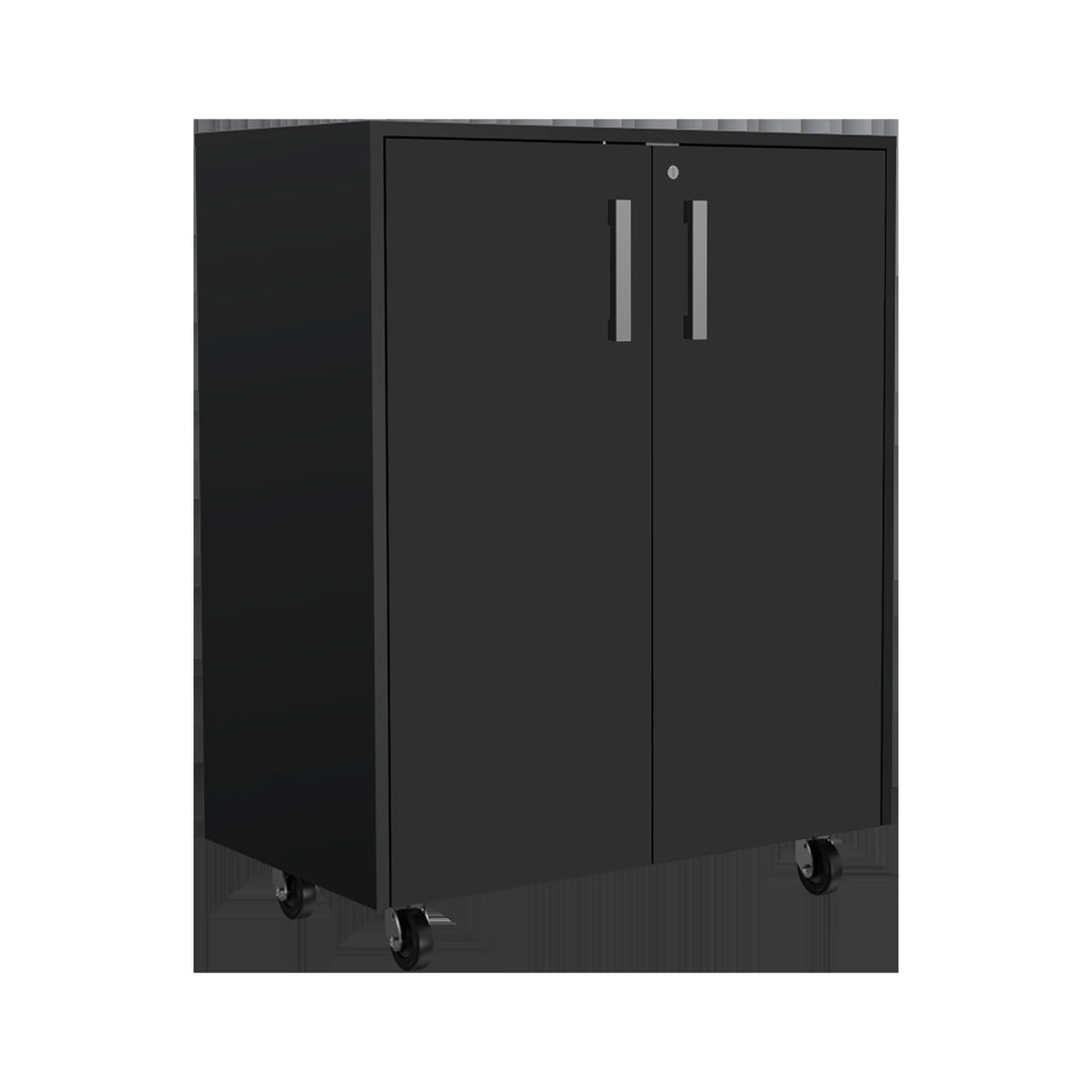 28" Black Wall mounted Accent Cabinet With Eight Shelves And Six Drawers