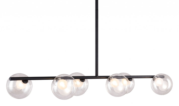 Black Kitchen Island Six Light Metal Ceiling Light