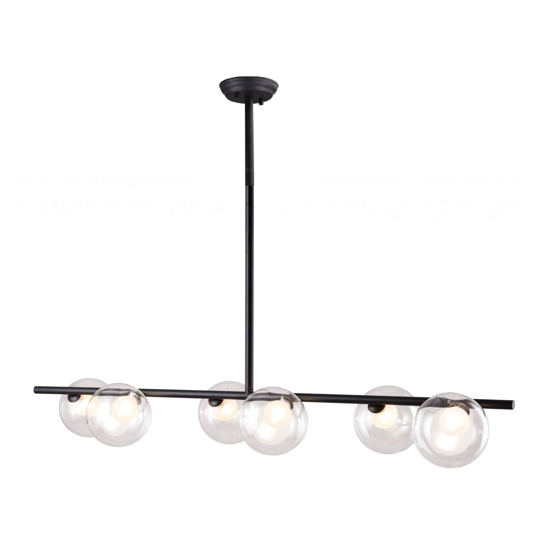 Black Kitchen Island Six Light Metal Ceiling Light