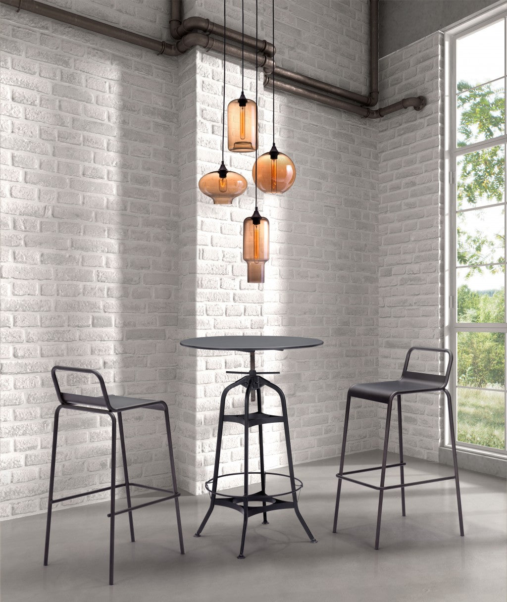 Amber Lantern Four Light Metal Dimmable Ceiling Light With Amber Shades