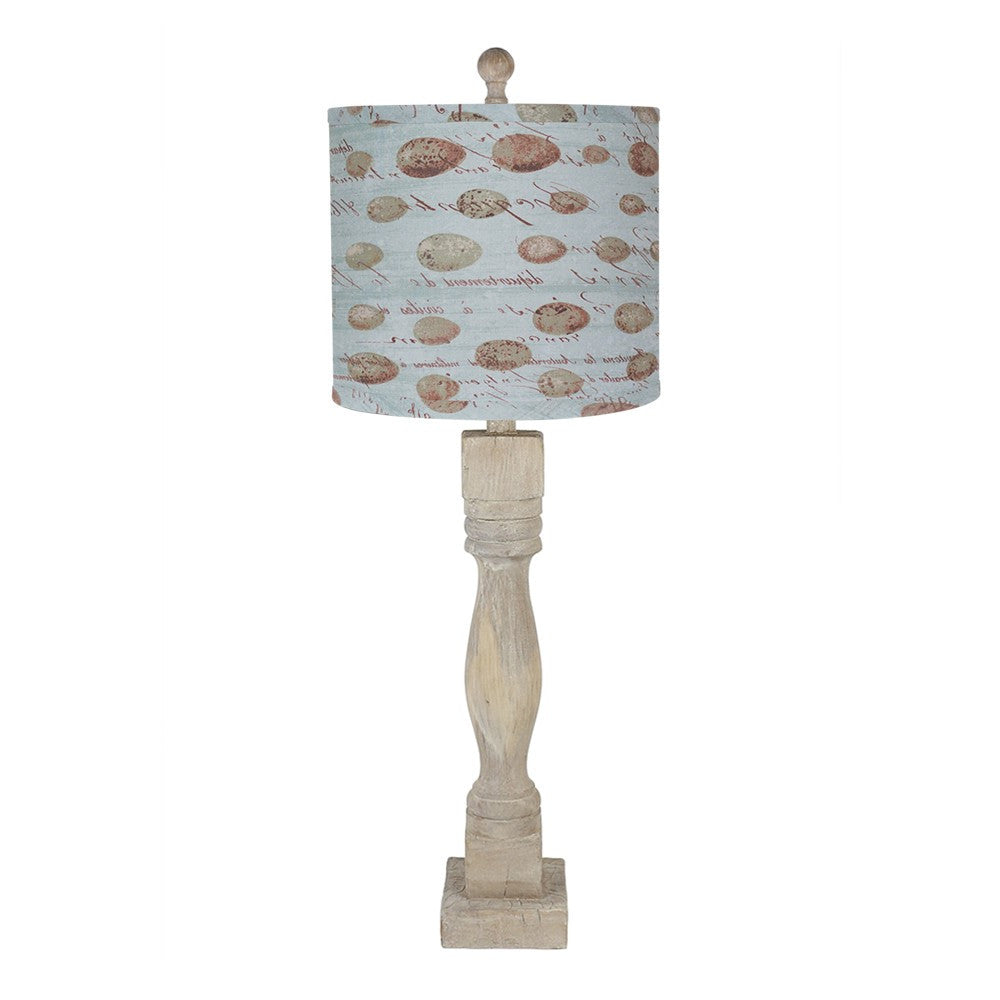 30" Taupe Standard Table Lamp With Blue Shade