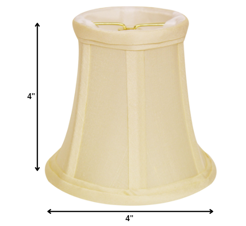 4" Ivory Slanted Set of 6 Chandelier Dupioni Lampshades