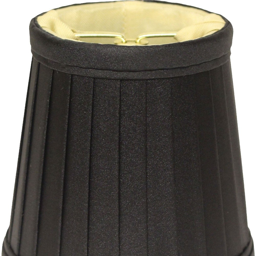 6" Black and Gold Set of 6 Slanted Pleat Chandelier Silk Lampshades