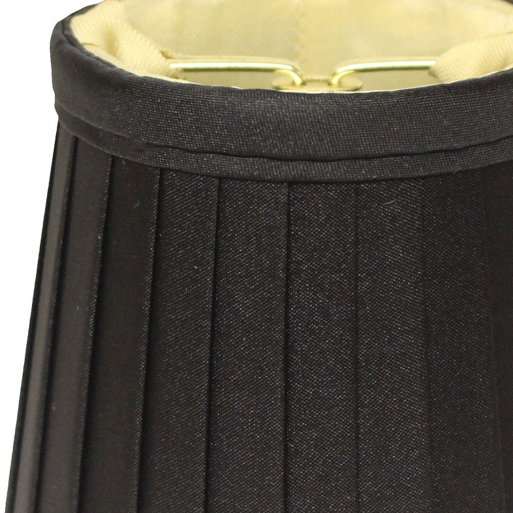 6" Black and Gold Set of 6 Slanted Pleat Chandelier Silk Lampshades