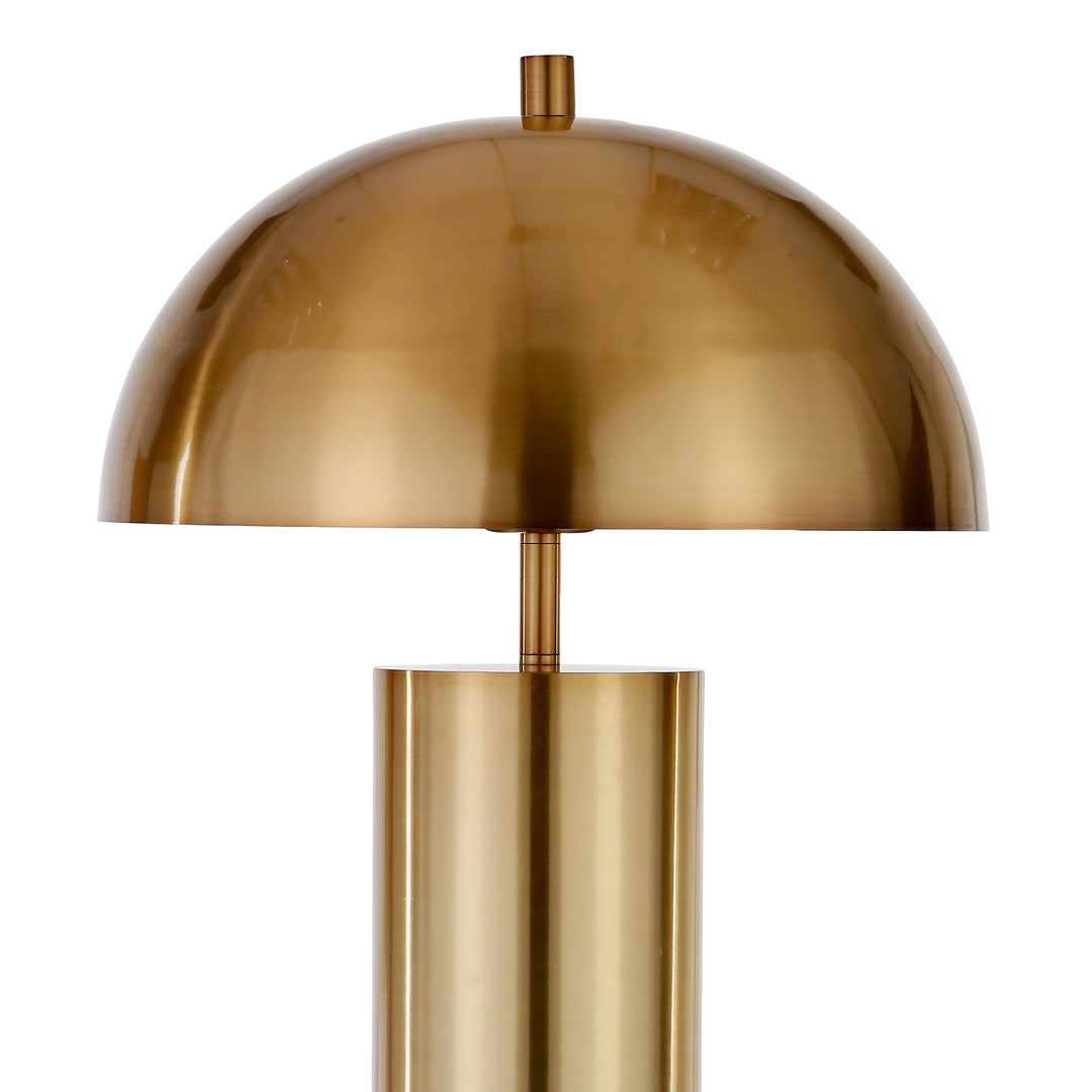 27" Brass Metal Table Lamp With Brass Dome Shade