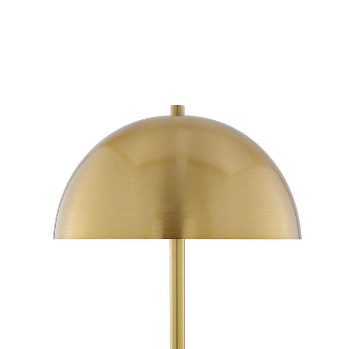 65" Gold and White Floor Lamp With Brass Dome Shade