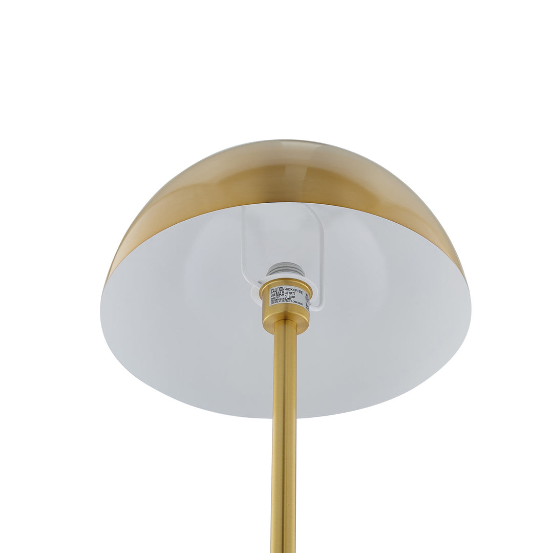 65" Gold and White Floor Lamp With Brass Dome Shade