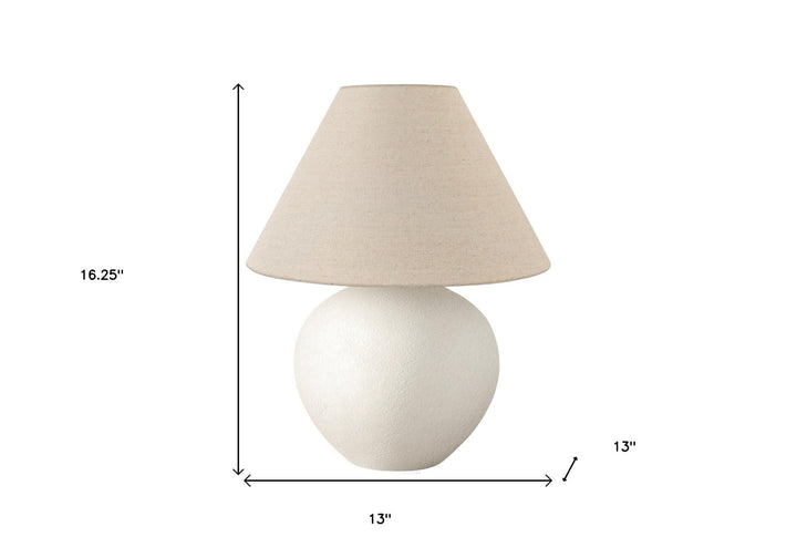 16" Cream Ceramic Round Table Lamp With Cream Empire Shade