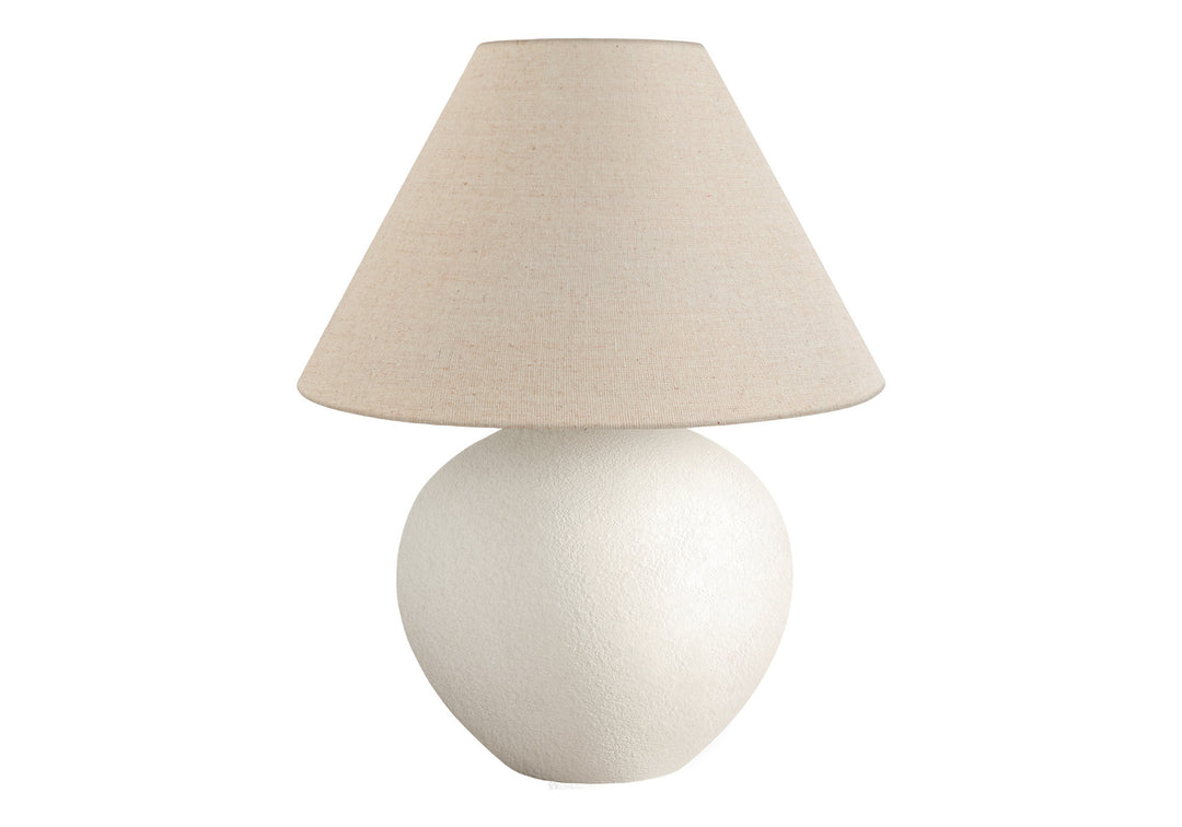 16" Cream Ceramic Round Table Lamp With Cream Empire Shade