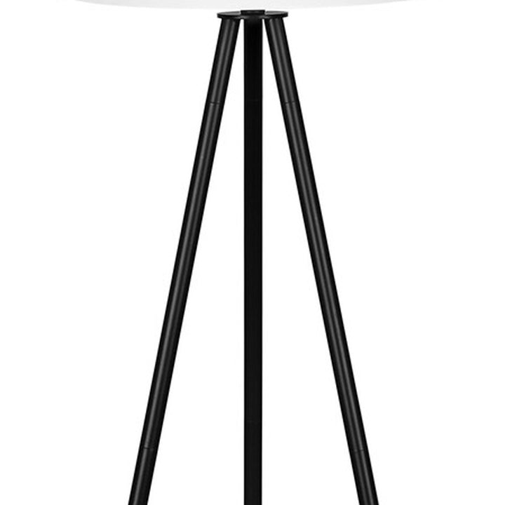 63" Matte Black Floor Lamp with Cream Drum Shade