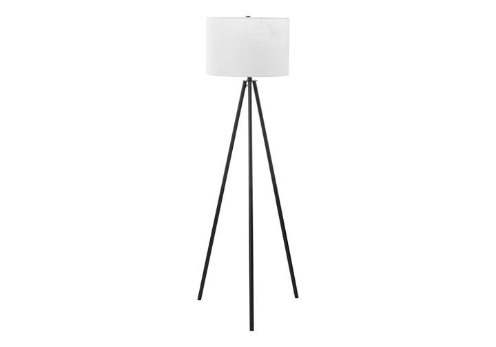 63" Matte Black Floor Lamp with Cream Drum Shade