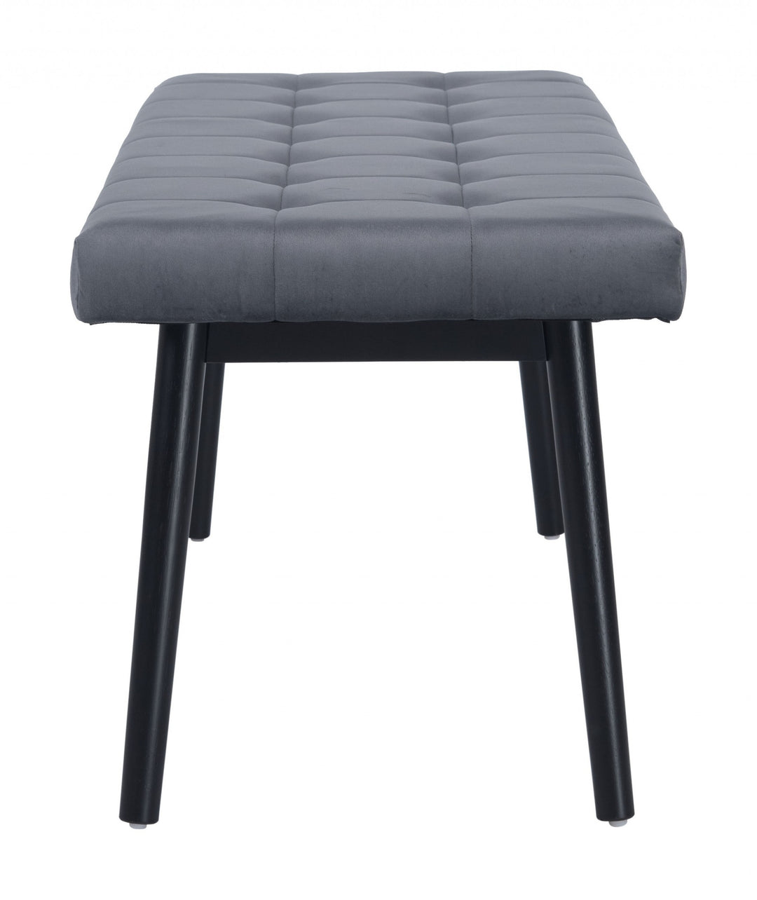 49" Gray and Black Upholstered Velvet Bench