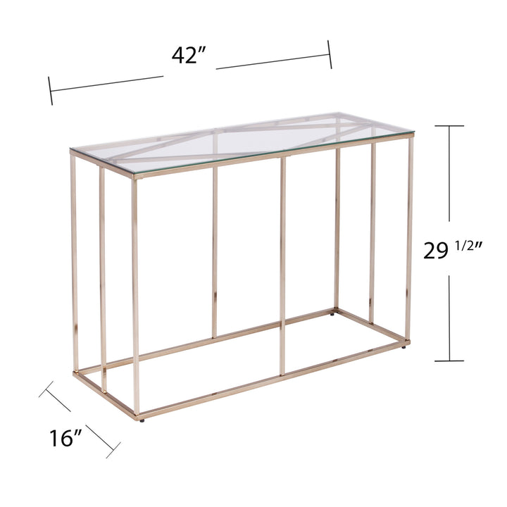 42" Clear and Gold Glass Frame Console Table