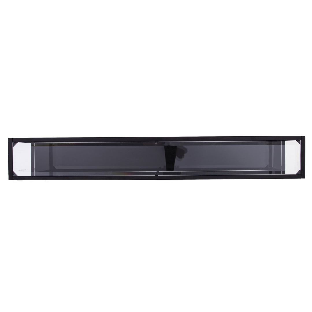 56" Clear and Black Glass Floor Shelf Console Table With Storage