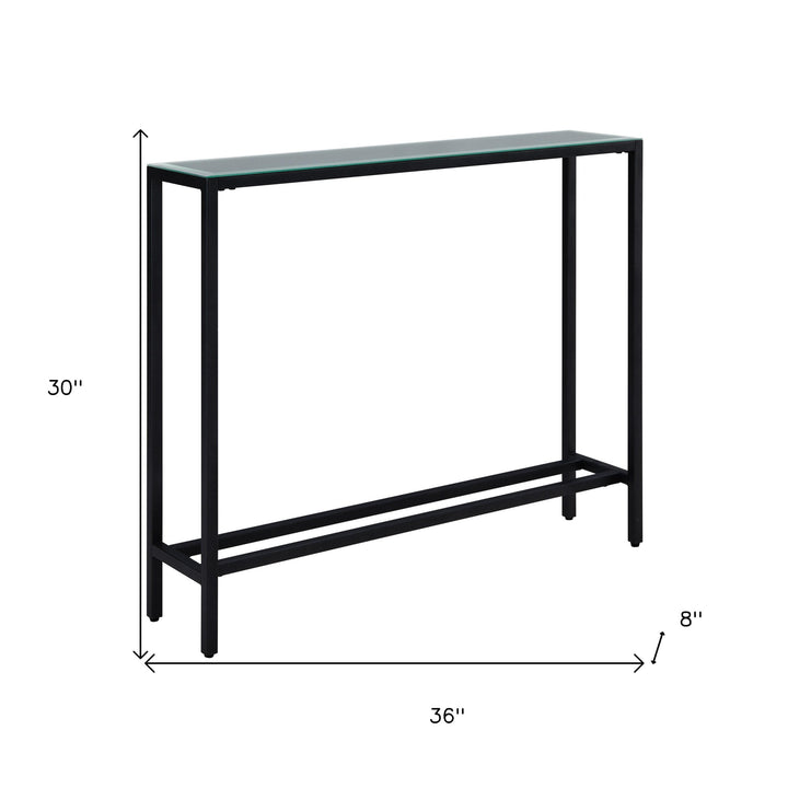 36" Black Mirrored Glass Console Table