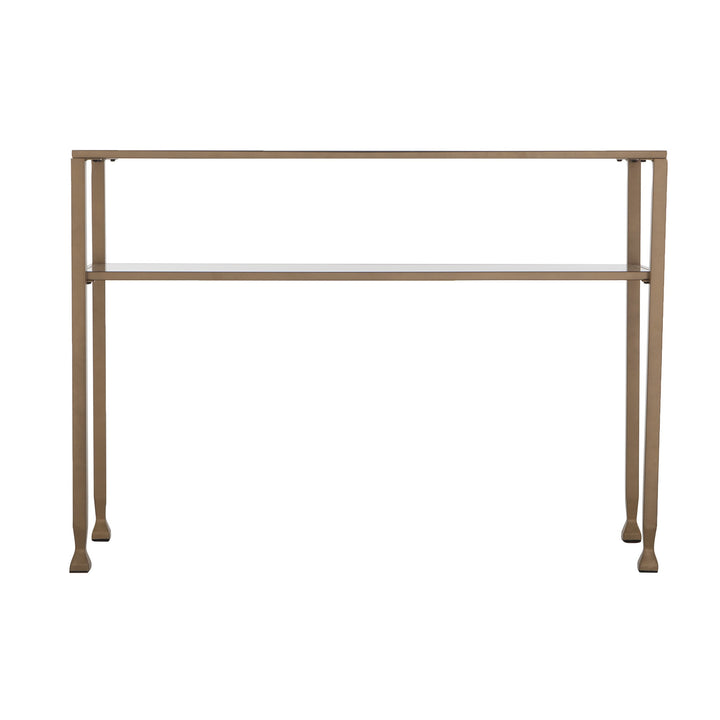 43" Clear and Gold Glass Console Table With Storage