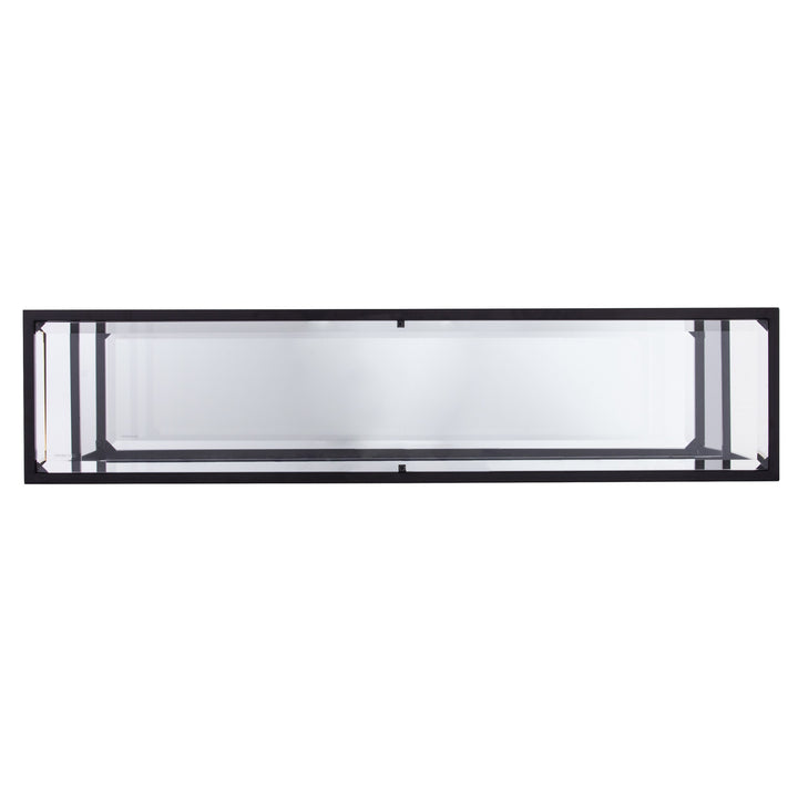 52" Clear and Black Glass Mirrored Frame Console Table With Storage