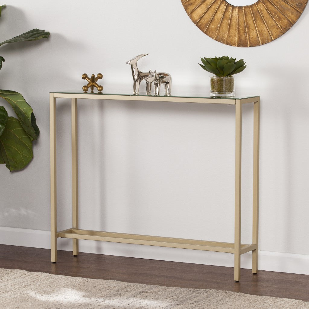 36" Silver and Gold Mirrored Glass Console Table