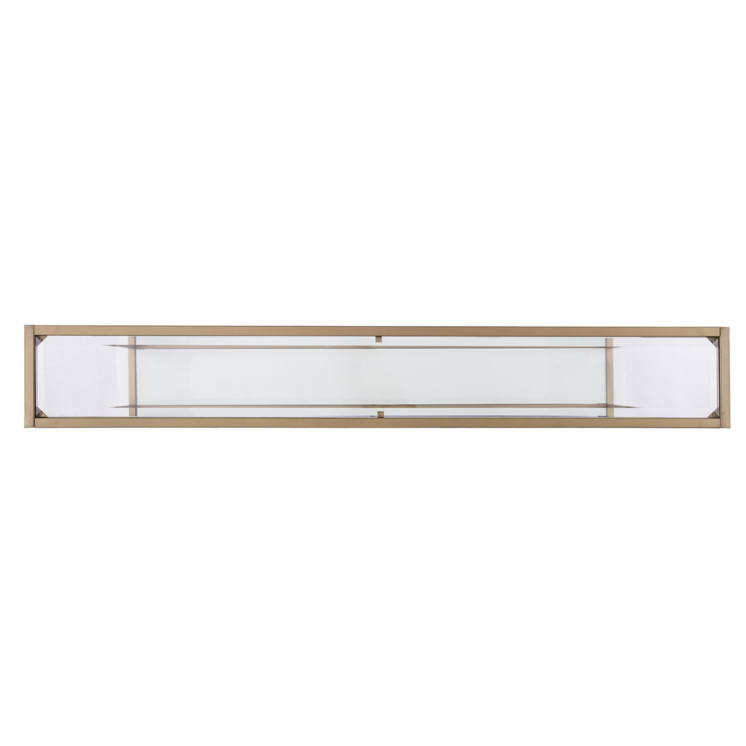 56" Clear and Gold Glass Floor Shelf Console Table With Storage