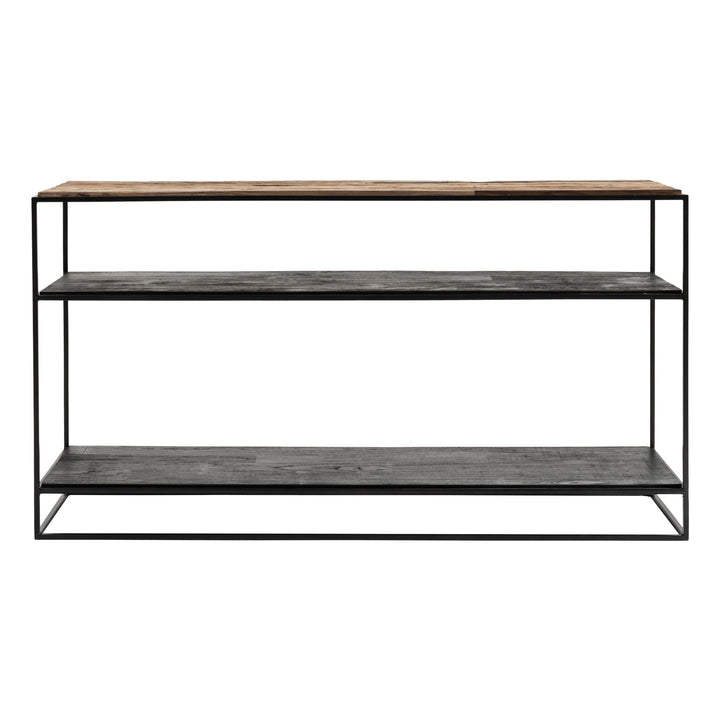 55" Natural and Black Frame Console Table With Storage