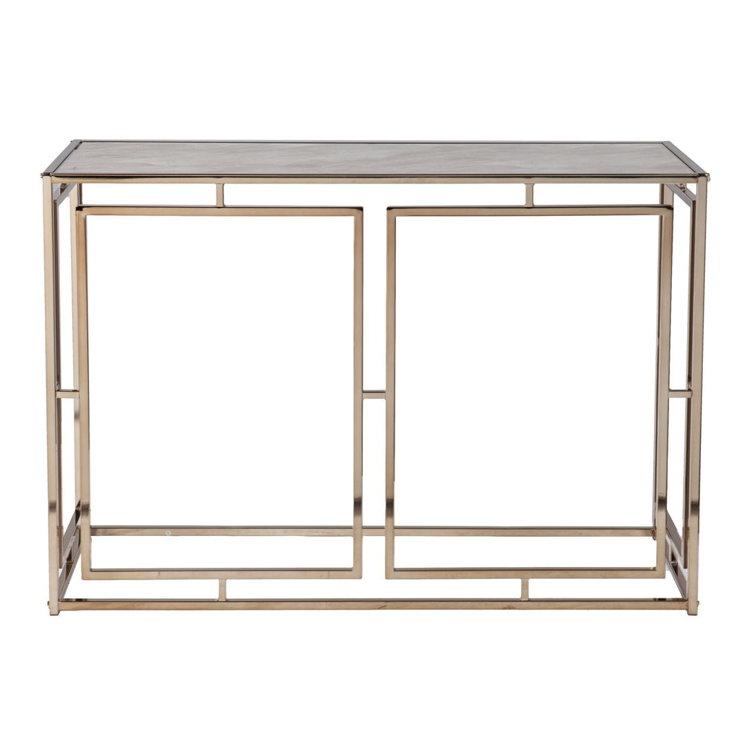 44" Champagne and Gold Faux Marble Frame Console Table