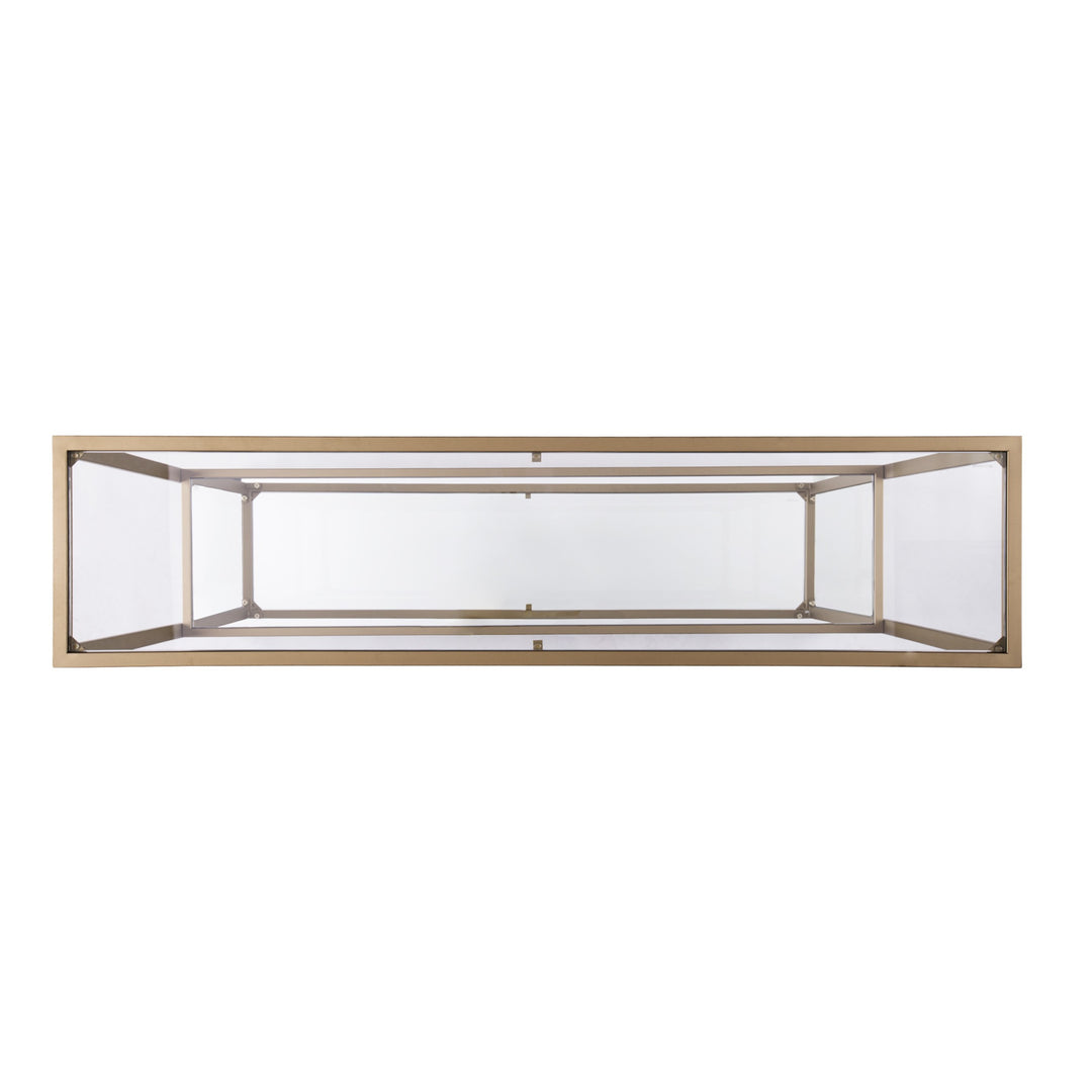 52" Clear and Gold Glass Mirrored Frame Console Table With Storage