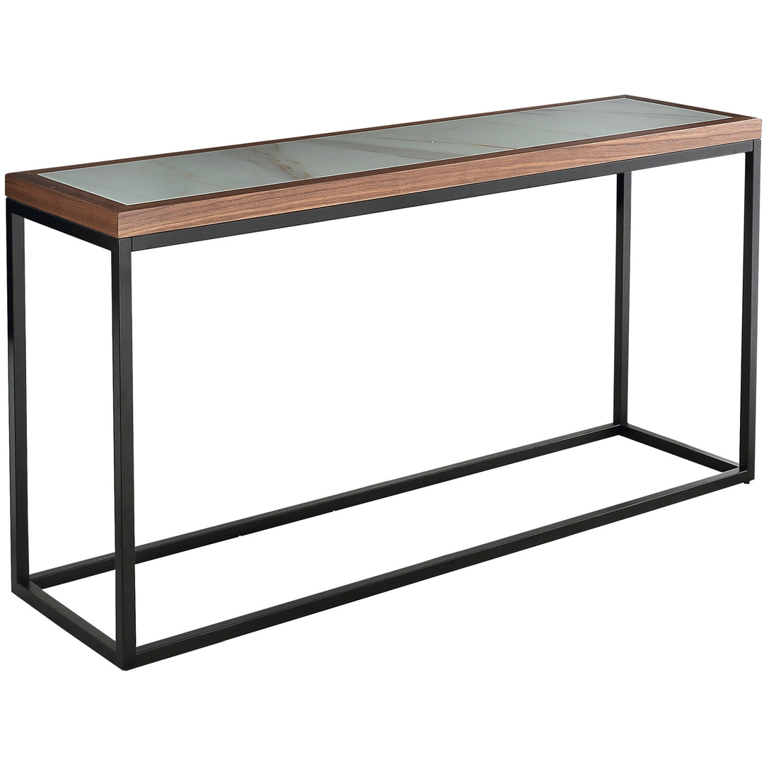 59" Brown and White and Black Glass Frame Console Table