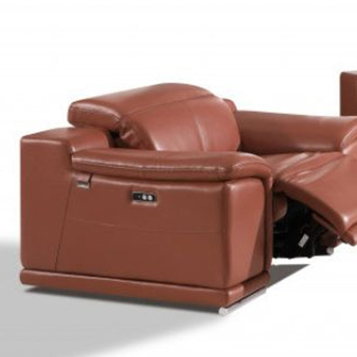 Three Piece Indoor Camel Italian Leather Six Person Seating Set