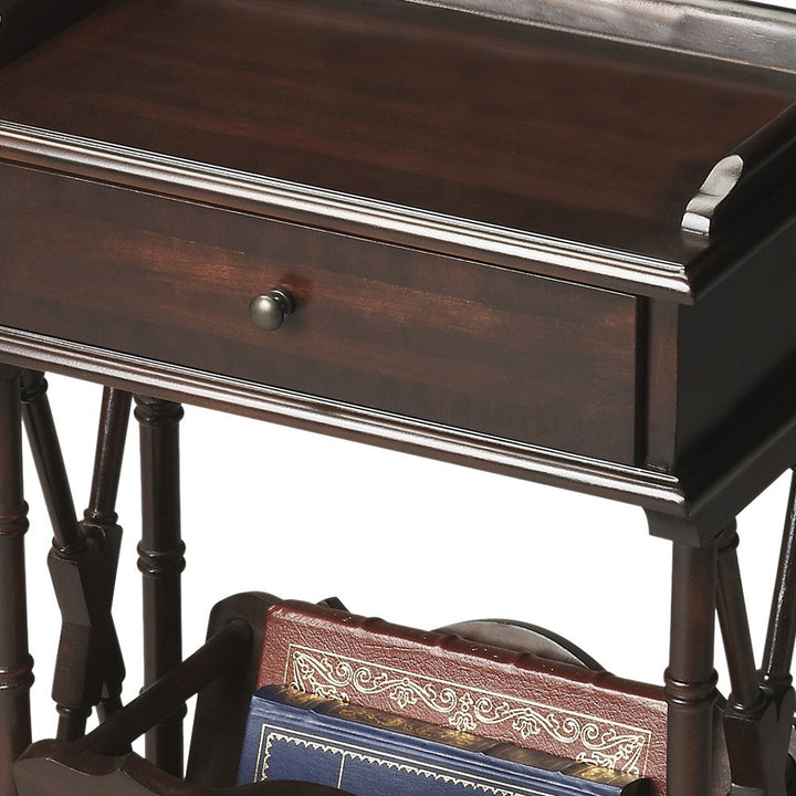 24" Black And Rubbed Black Solid And Manufactured Wood Rectangular End Table With Drawer And Shelf