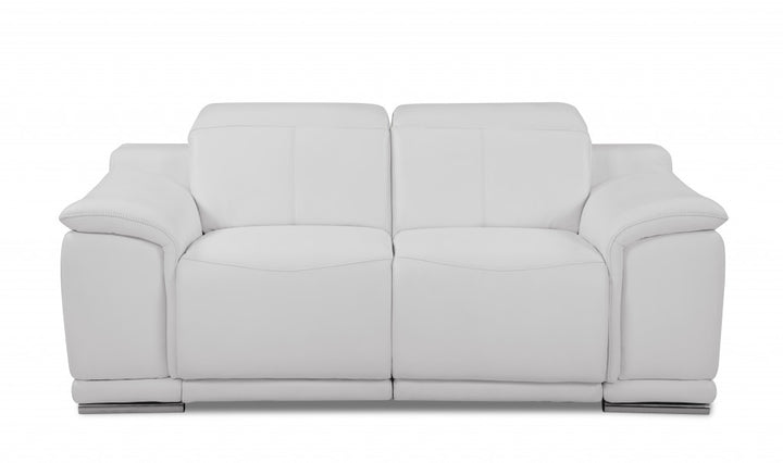 Two Piece Indoor White Italian Leather Five Person Seating Set