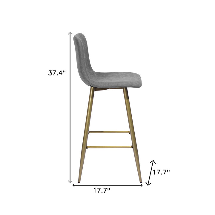 Set of Two 26" Gray And Gold Steel Counter Height Bar Chairs