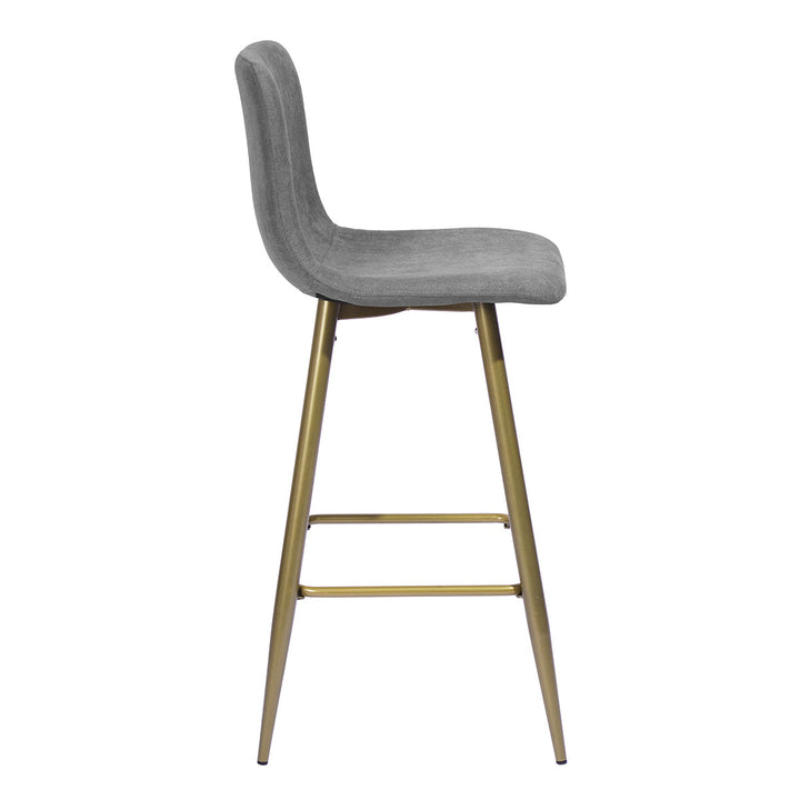 Set of Two 26" Gray And Gold Steel Counter Height Bar Chairs