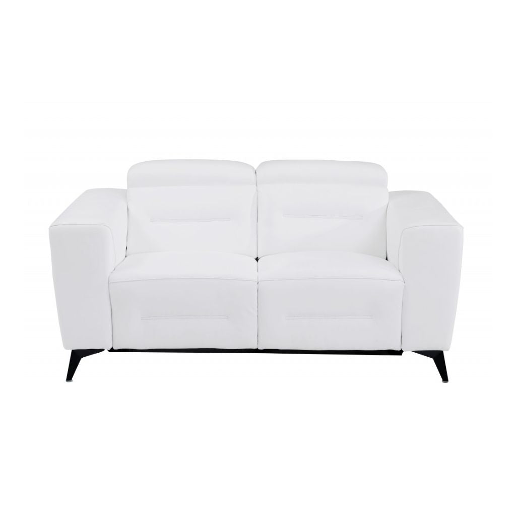 Three Piece Indoor White Italian Leather Six Person Seating Set