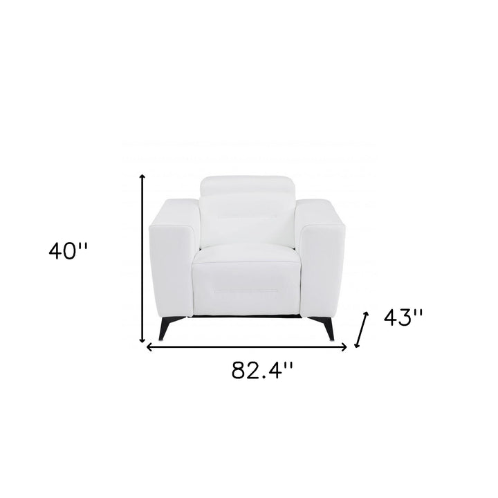 Three Piece Indoor White Italian Leather Six Person Seating Set