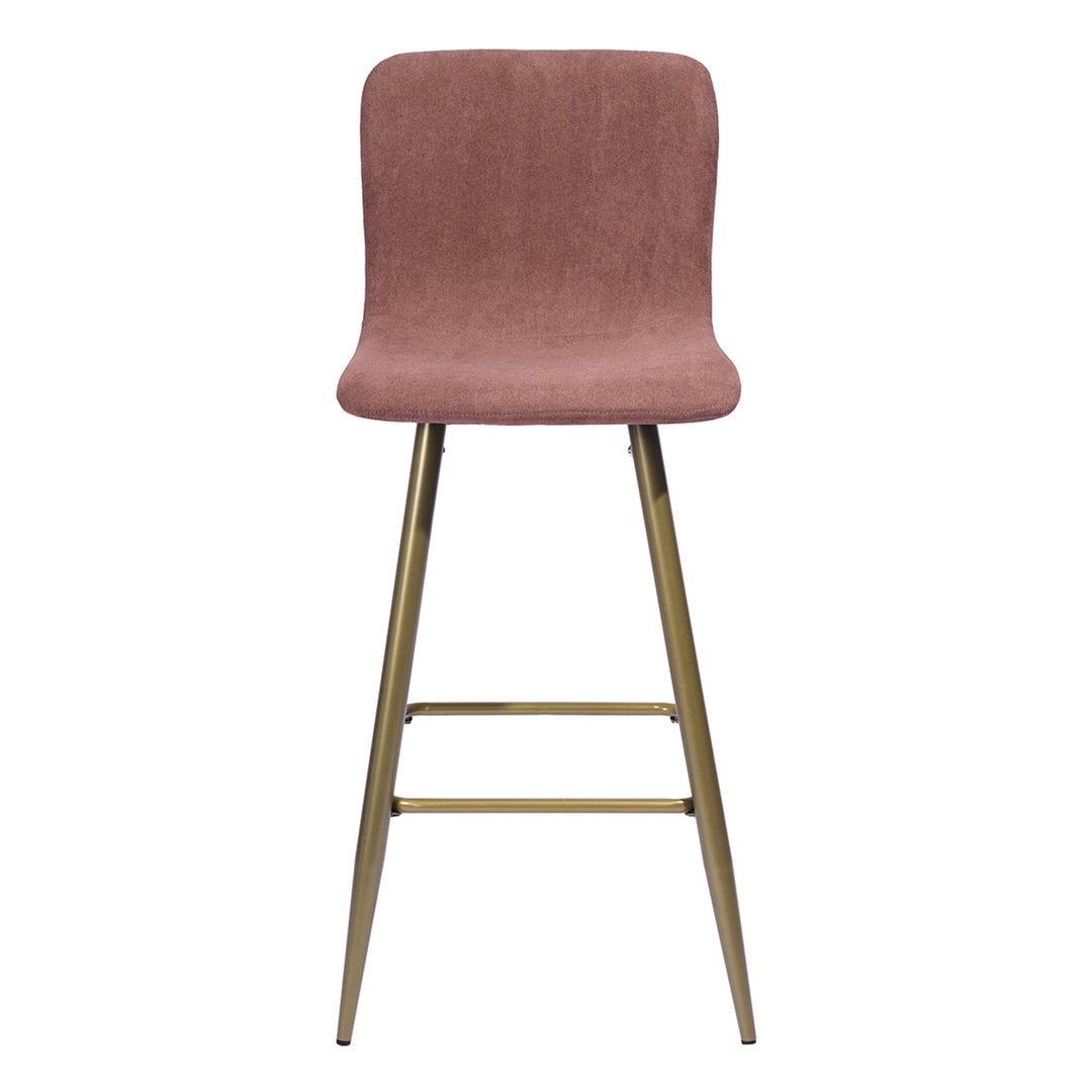 Set of Two 29" Mauve And Gold Steel Bar Height Bar Chairs