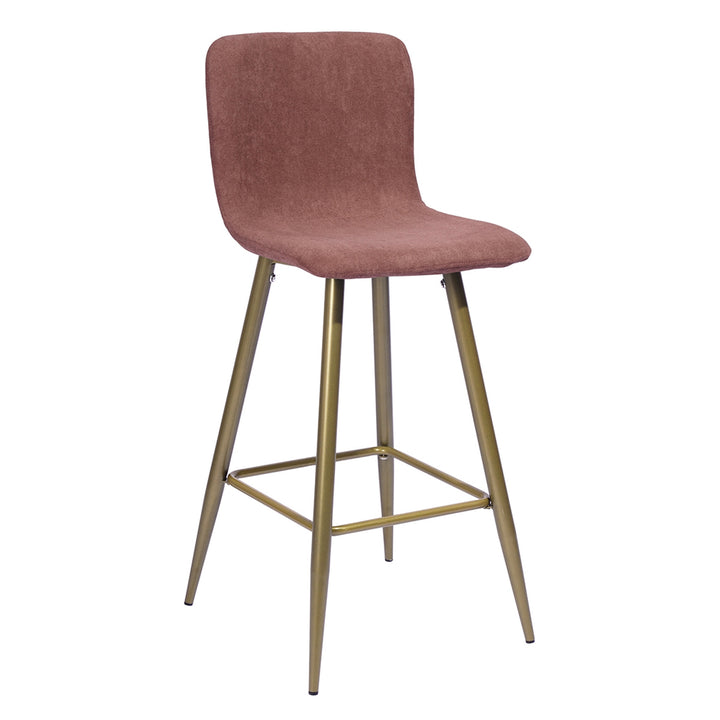 Set of Two 29" Mauve And Gold Steel Bar Height Bar Chairs